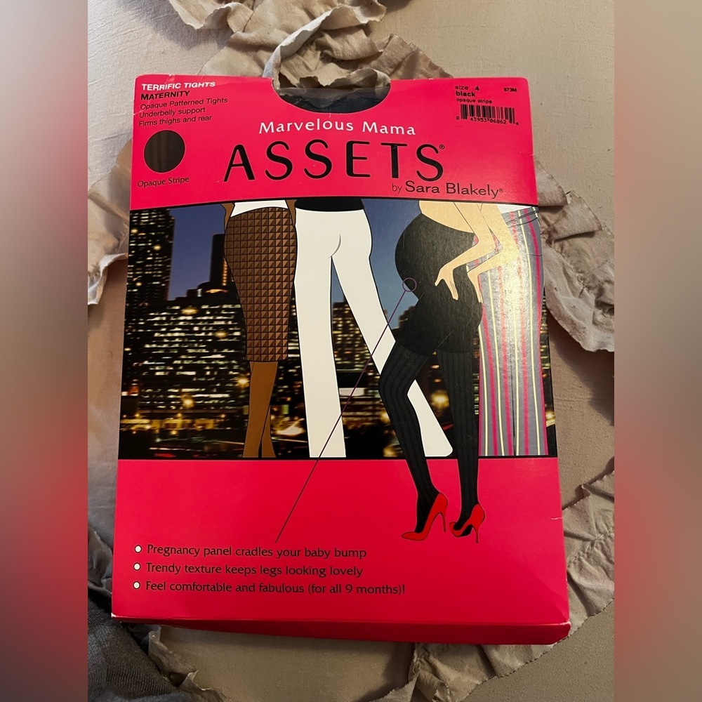 ASSETS by Sara Blakely Spanx Maternity Tights - Opaque Stripe Black NWT size 4